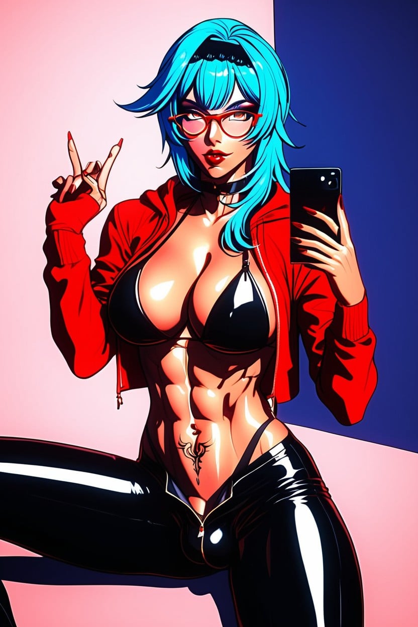 Fit, Kappe, Phone In Hand Transfrau KI-Porno