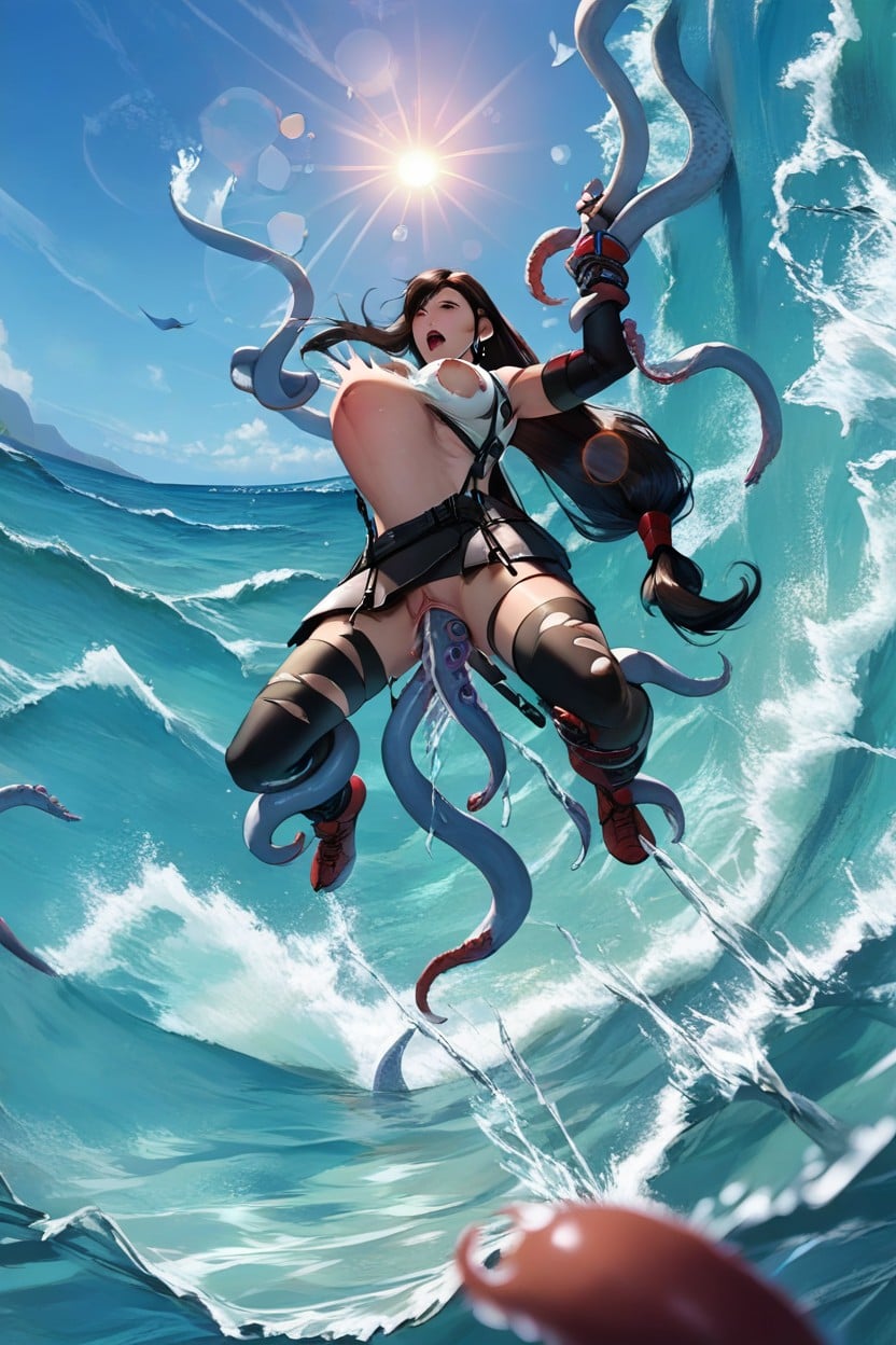Multi Tentacles Inside Asshole, Above The Water, Lens Flare AI Porn