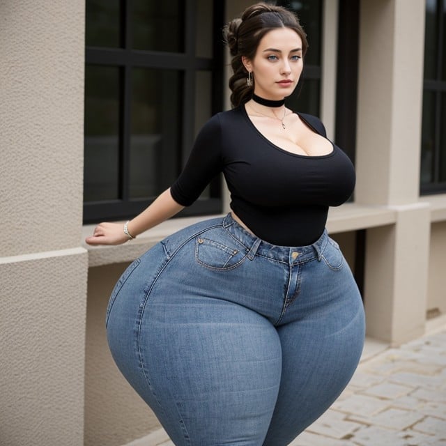 Extremely Large Ass, Long Hair Past Waist With Hairup Hairdown Hairstyle, Sicilian AI Porn