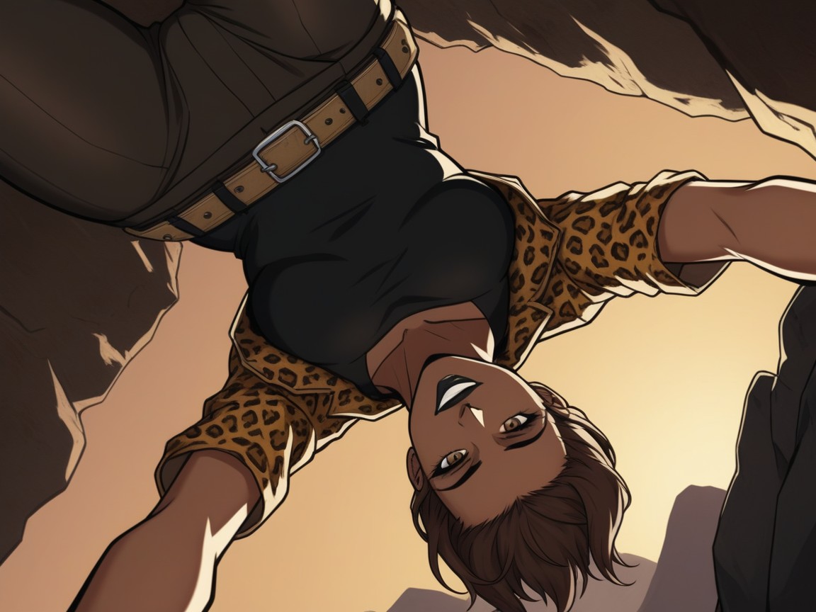Snatched Waist, Dimly Lit, Wearing Leopard Print Climbing Gear Hentai AI Porn