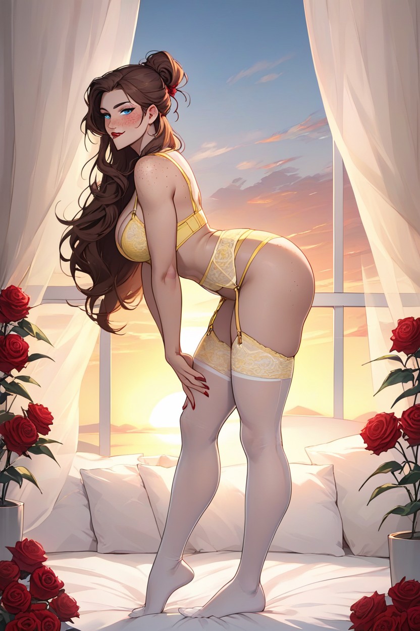 Beautiful Face, Biting Lip, Full Body AI Porn