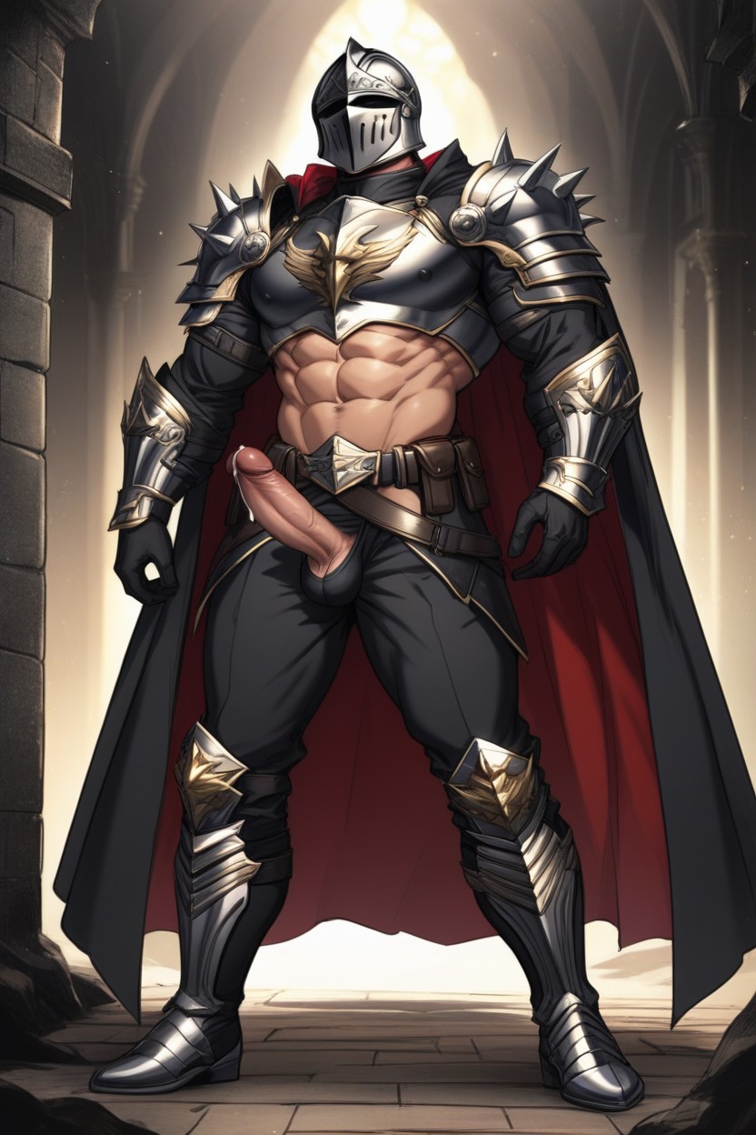 Showing Penis Through Fly, Standing Boldly Like A Hero, Large Biceps AI Gay Porn