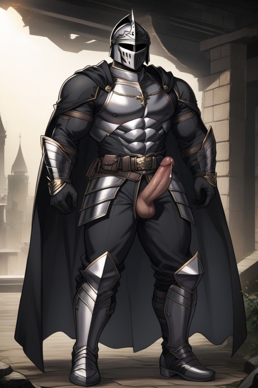 Erect Penis, Black Cape, 18+ AI Gay Porn