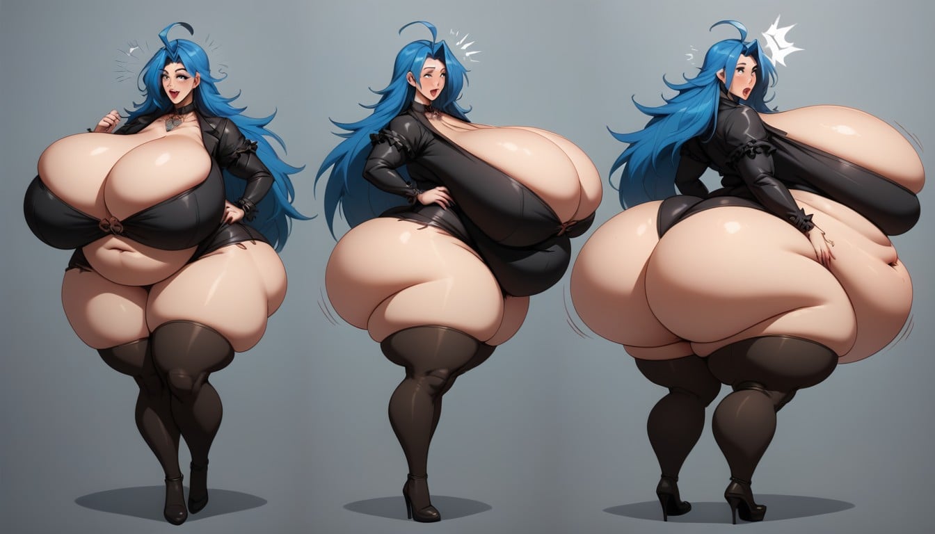 Breast Expansion, Gothic, Perfect Face BBW AI Porn