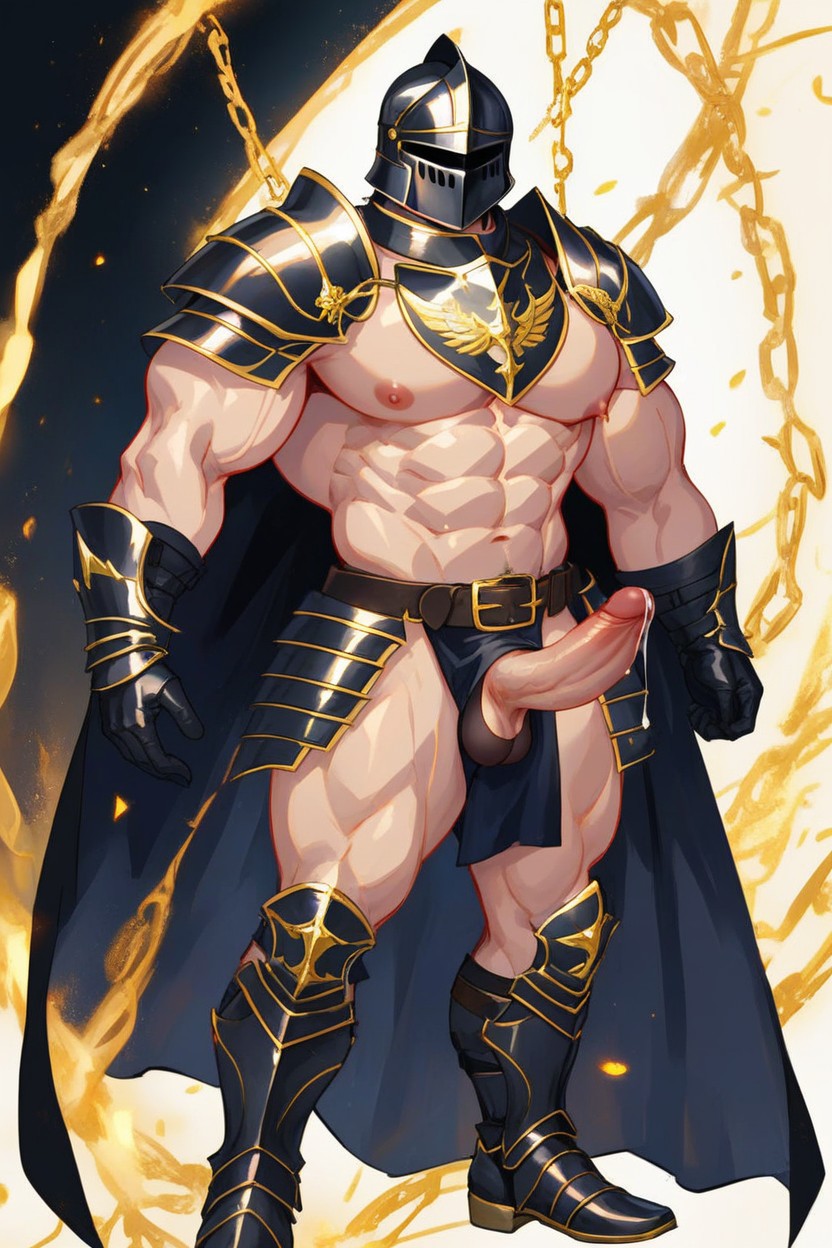 Black Armor Boots, Dark Dungeon Background, Legs Apart AI Gay Porn