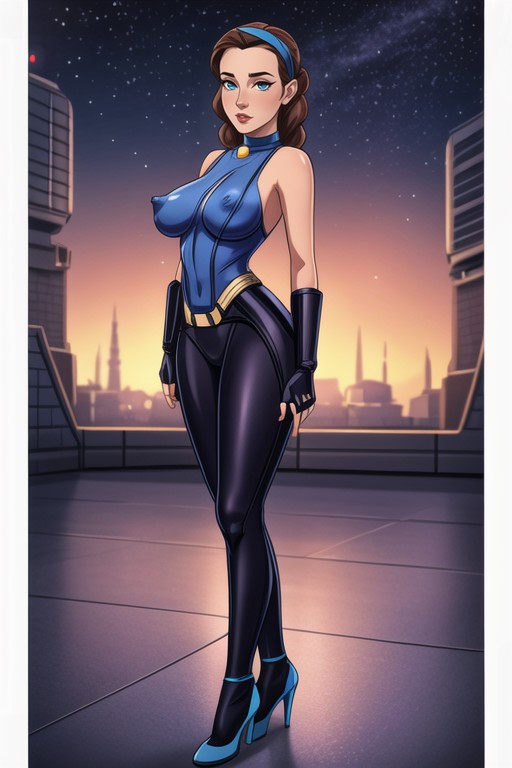Thick Big Hair, 20+, Blue Choker Necklace Hentai IA