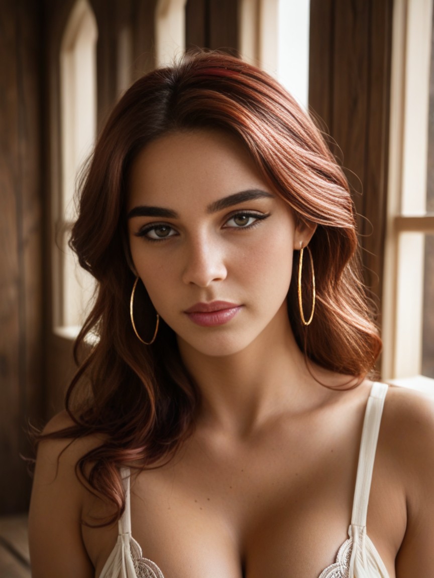 Light Ivory Blouse, Simple Silver Hoop Earrings, 18+ AI Porn