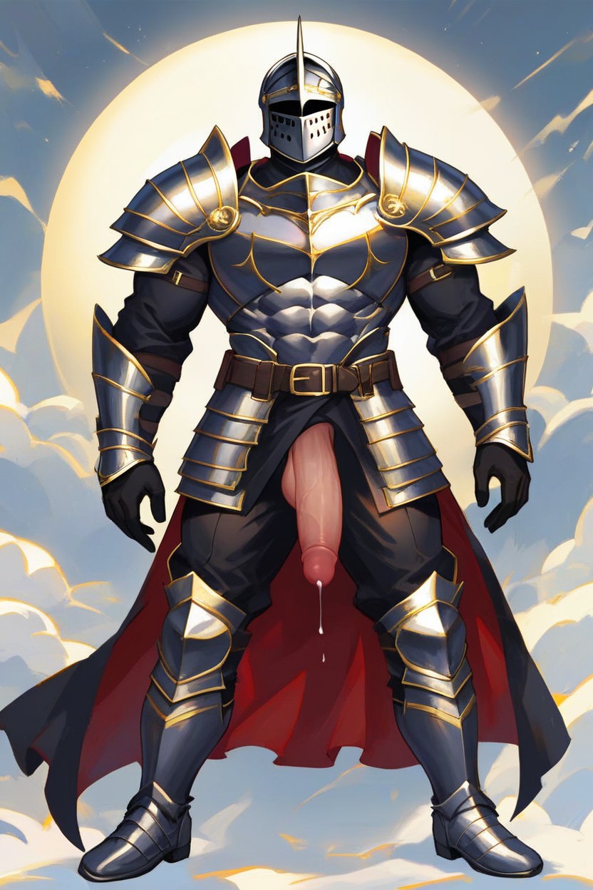 Moonlight Rays, One Knight, Light Sparkle Shining On Helmet AI Gay Porn