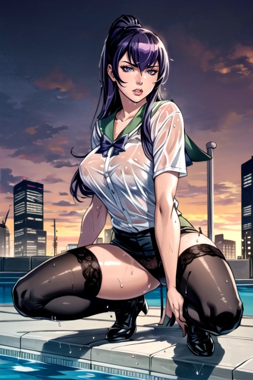 Comic, Purple Lingerie, Purple Stockings Hentai AI Porn