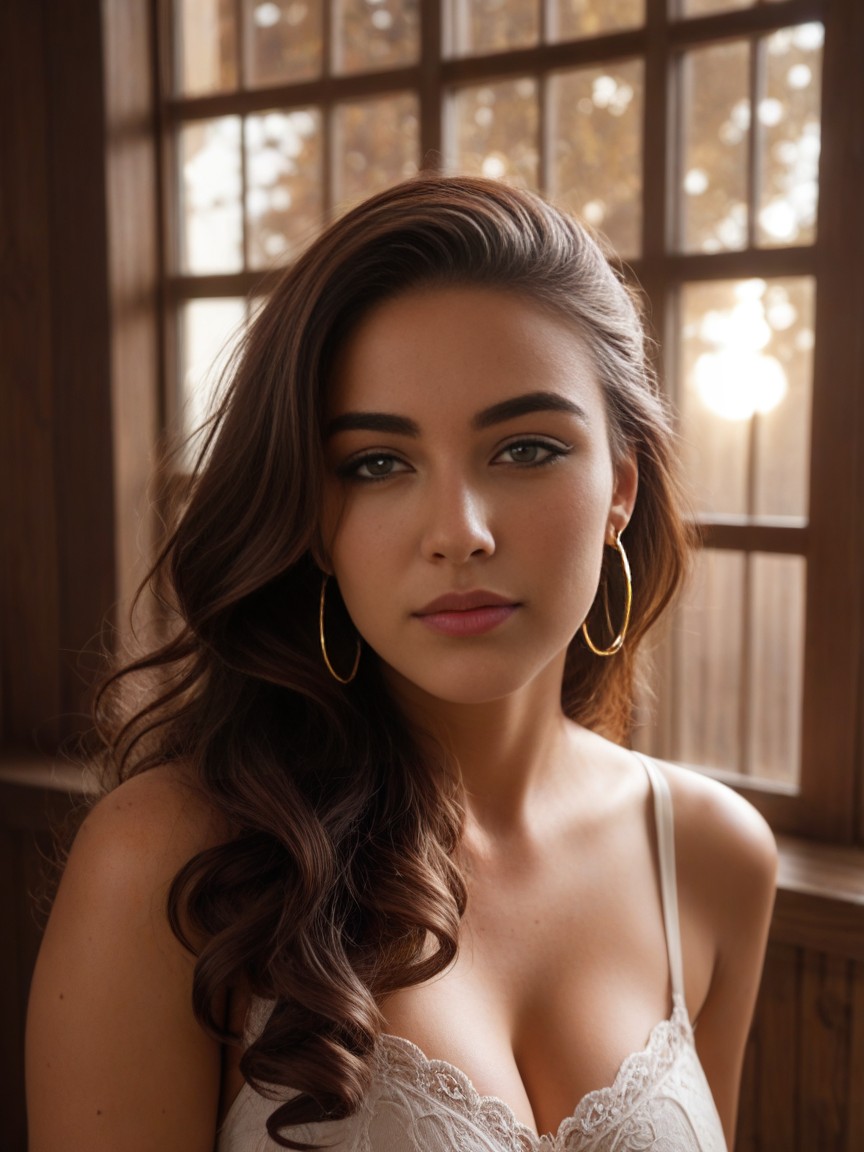 Light Ivory Blouse, Full Lips With Gentle Curve, Jewish AI Porn