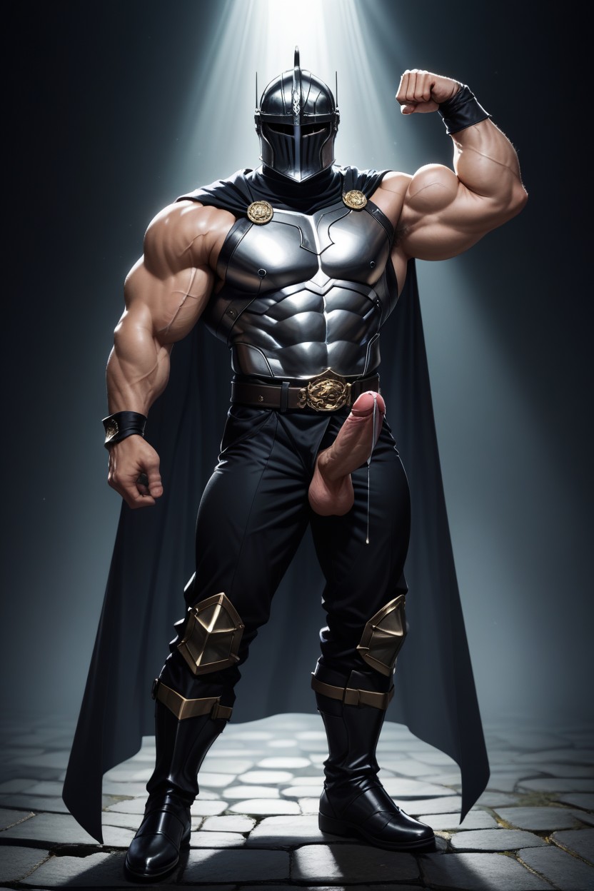 Full Body View, Black Leggings, Black Cape AI Gay Porn