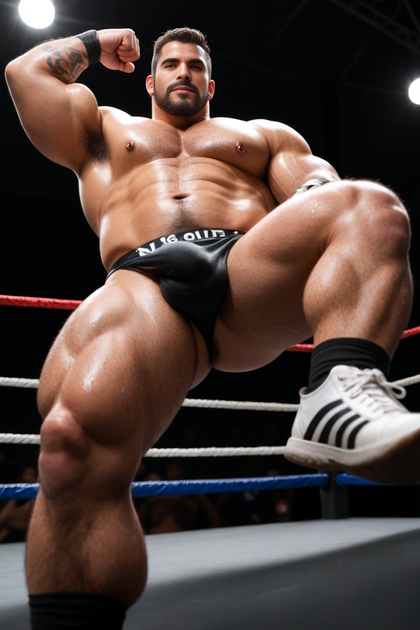 Muscular Gay, Black Speedo, Fat AI Gay Porn