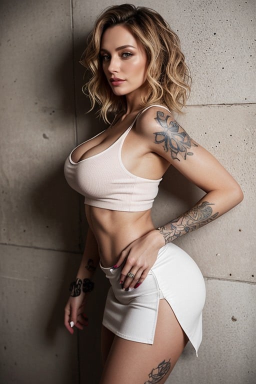 Leather Boots, Full Body Tattooed, 弯腰 AI黃片