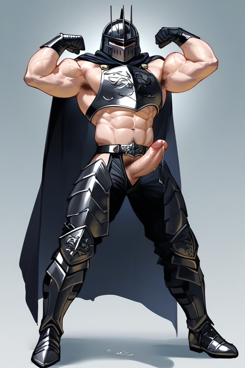 Black Metal Armor Belt, Six Pack Abs Imprinted On Armor, Moonlight Rays AI Gay Porn