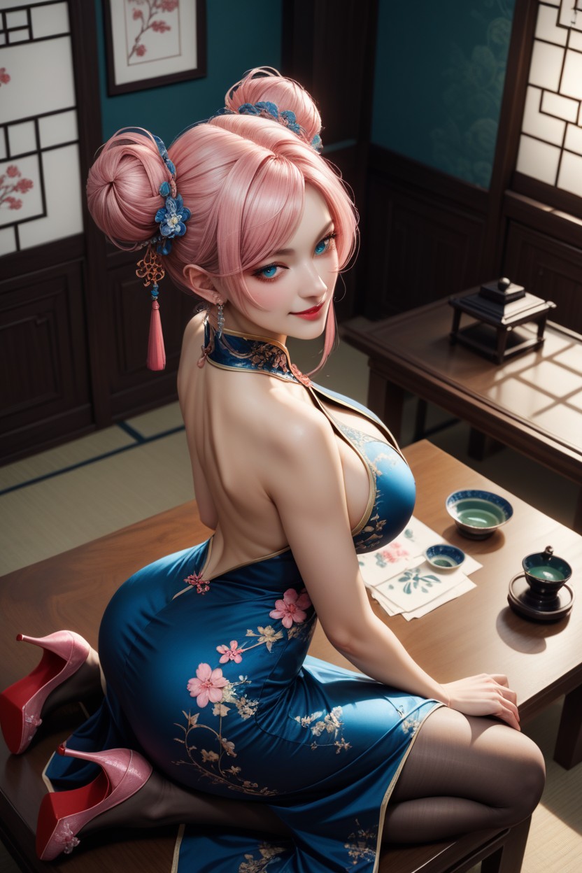Luxurious, Realistic Textures, Qipao Dress AI Porn
