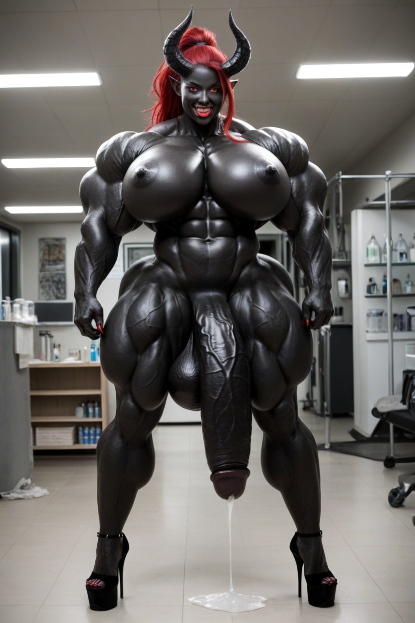 Black Stiletto Heels, Gigantic Muscle Delts, Toned Muscles 人妖AI黃片