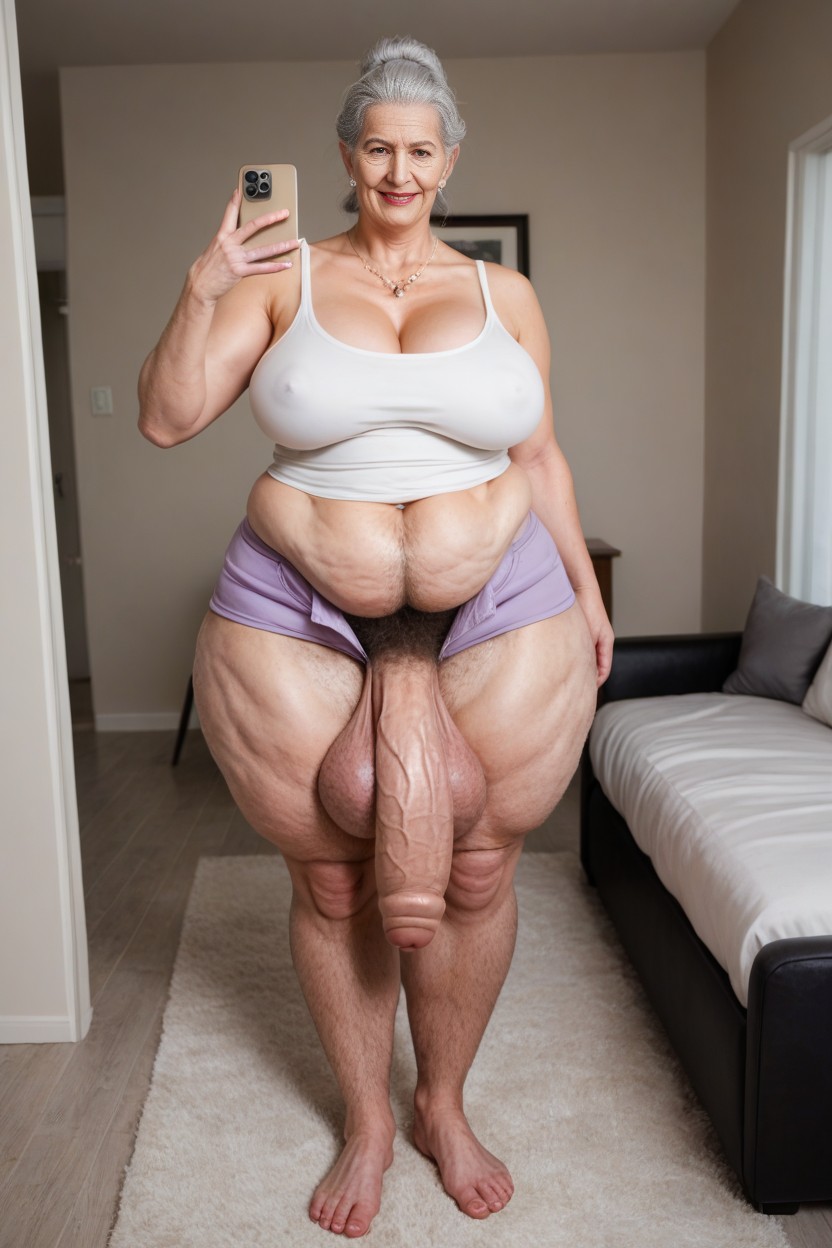 Gray Arm, Hyper Testicals, Light Purple Shorts AI Porn