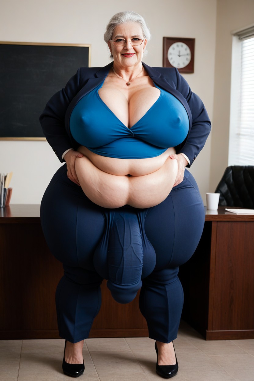 60+, Office, Massive Breast Implants Porno IA
