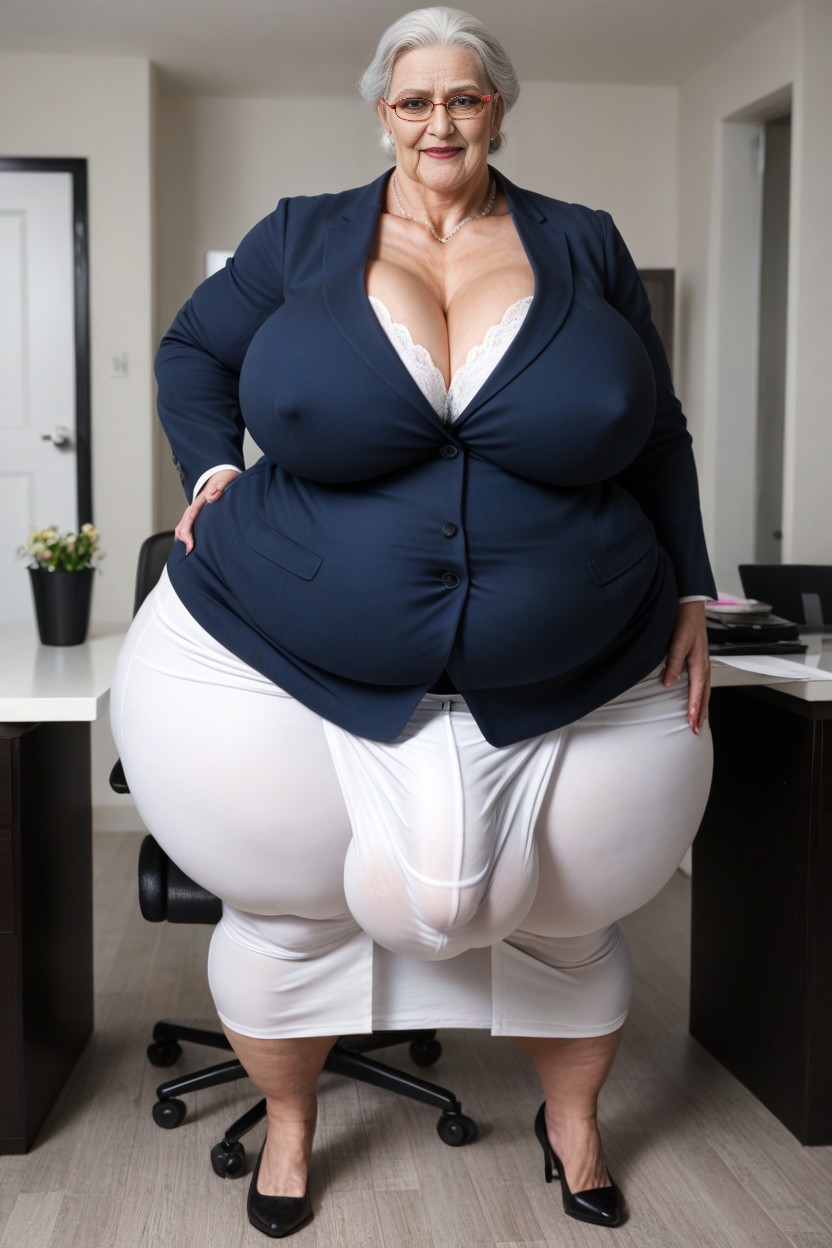 White Hair, Detailed Muscles, Covered Nipples AI Porn
