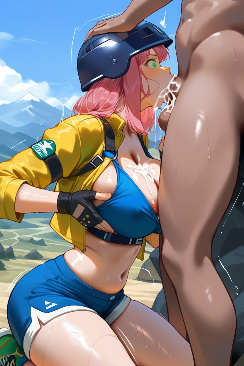 Legs On The Mountain, Black Gloves, Green Eyes Hentai AI Porn