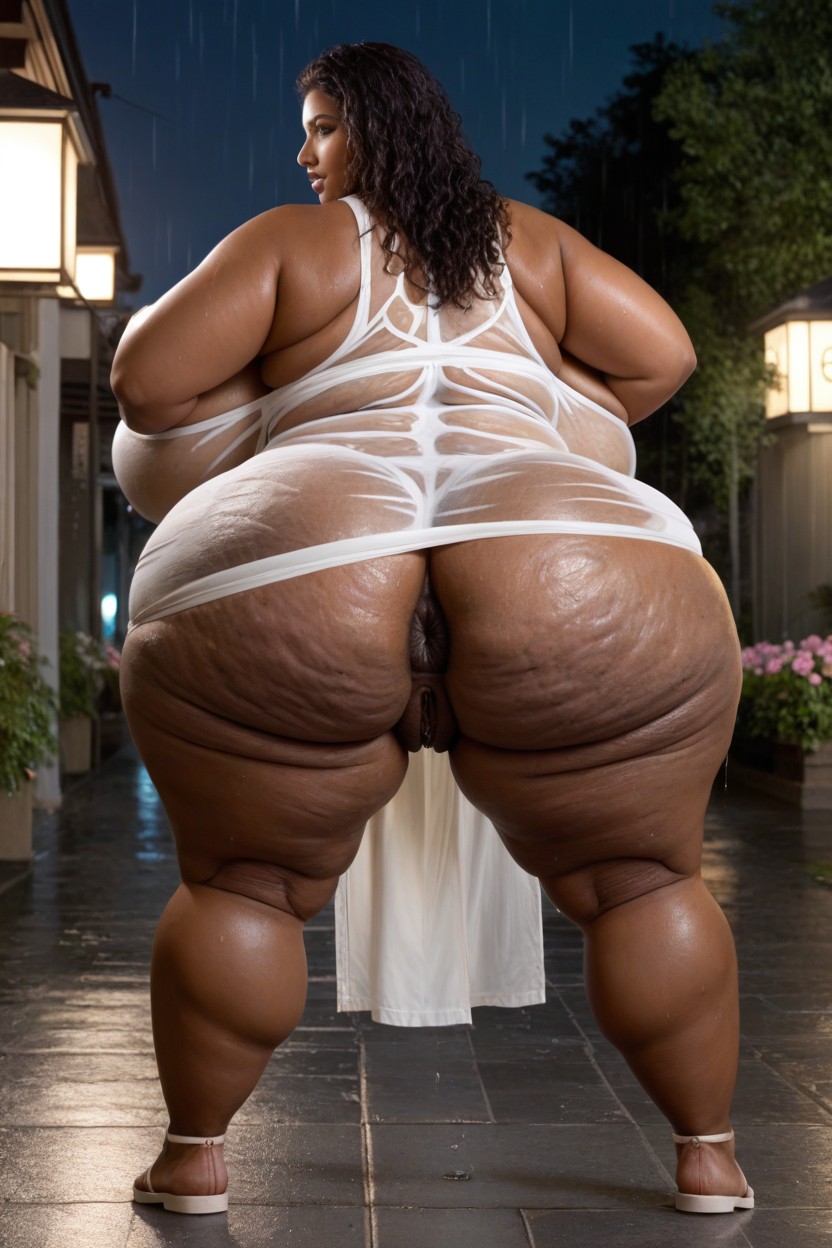Model, Wavy Black Hair, Very Marked Cellulite BBW AI Porn