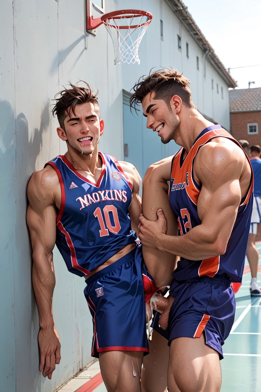 Muscular, Spread Legs, In Public AI Gay Porn