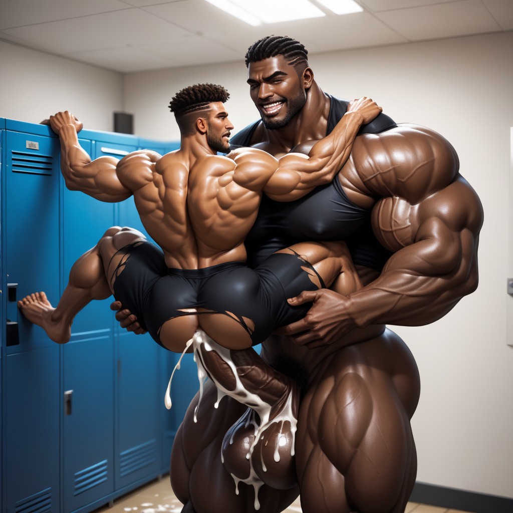 Cum On Thighs, African, Big Balls AI Gay Porn