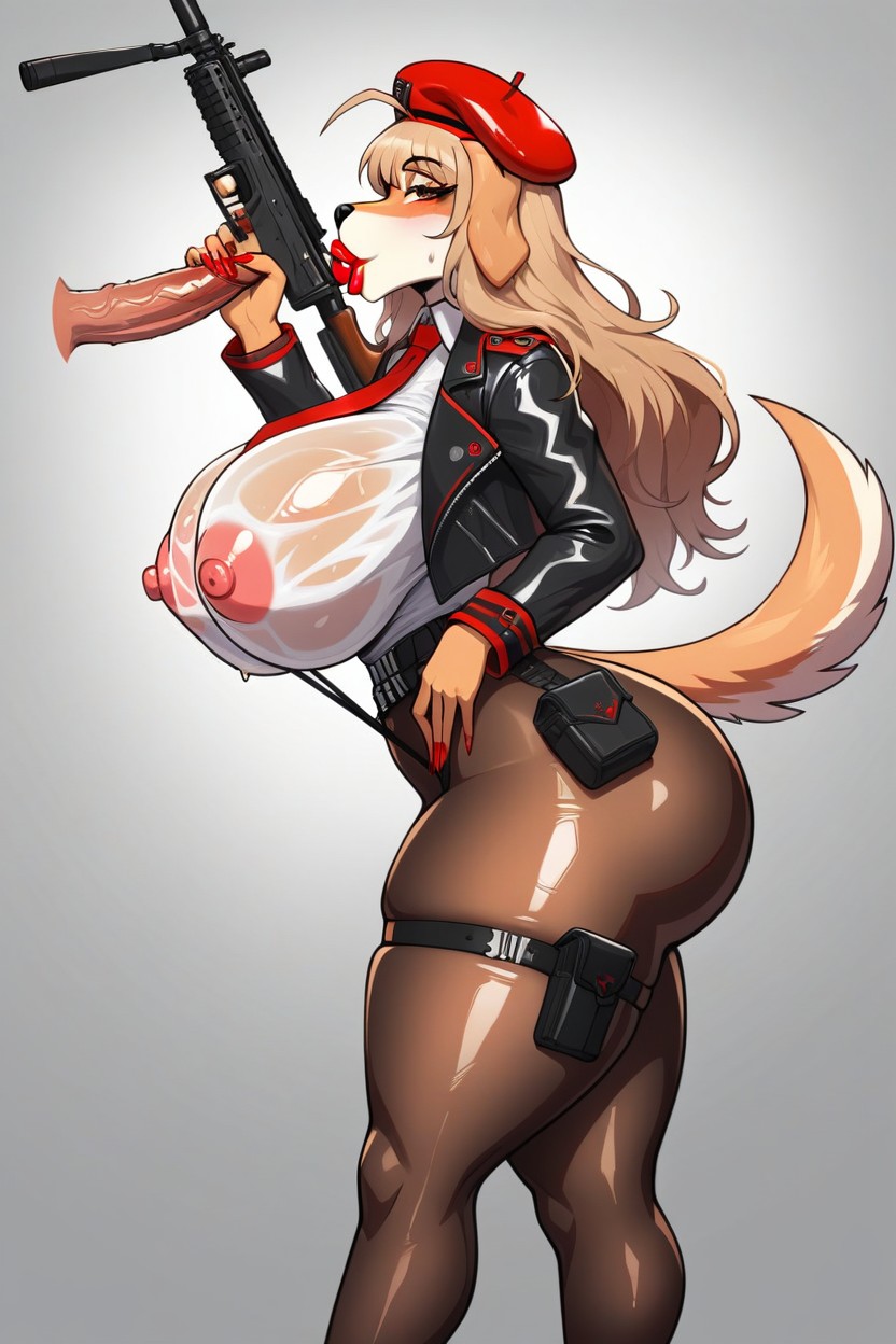 Black Thighhighs, Feet, Simple Background Furry AI Porn