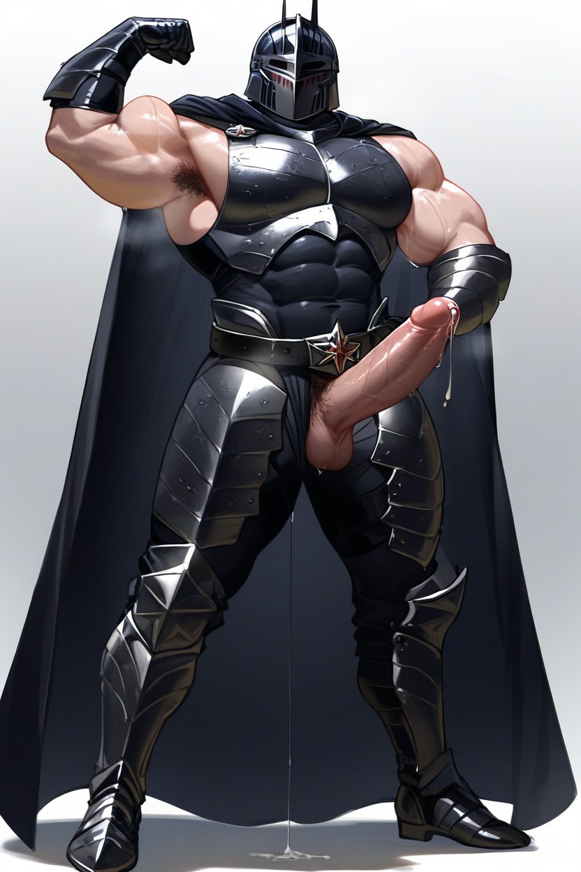 Large Biceps, Black Cape, Black Metal Armor Gloves AI Gay Porn