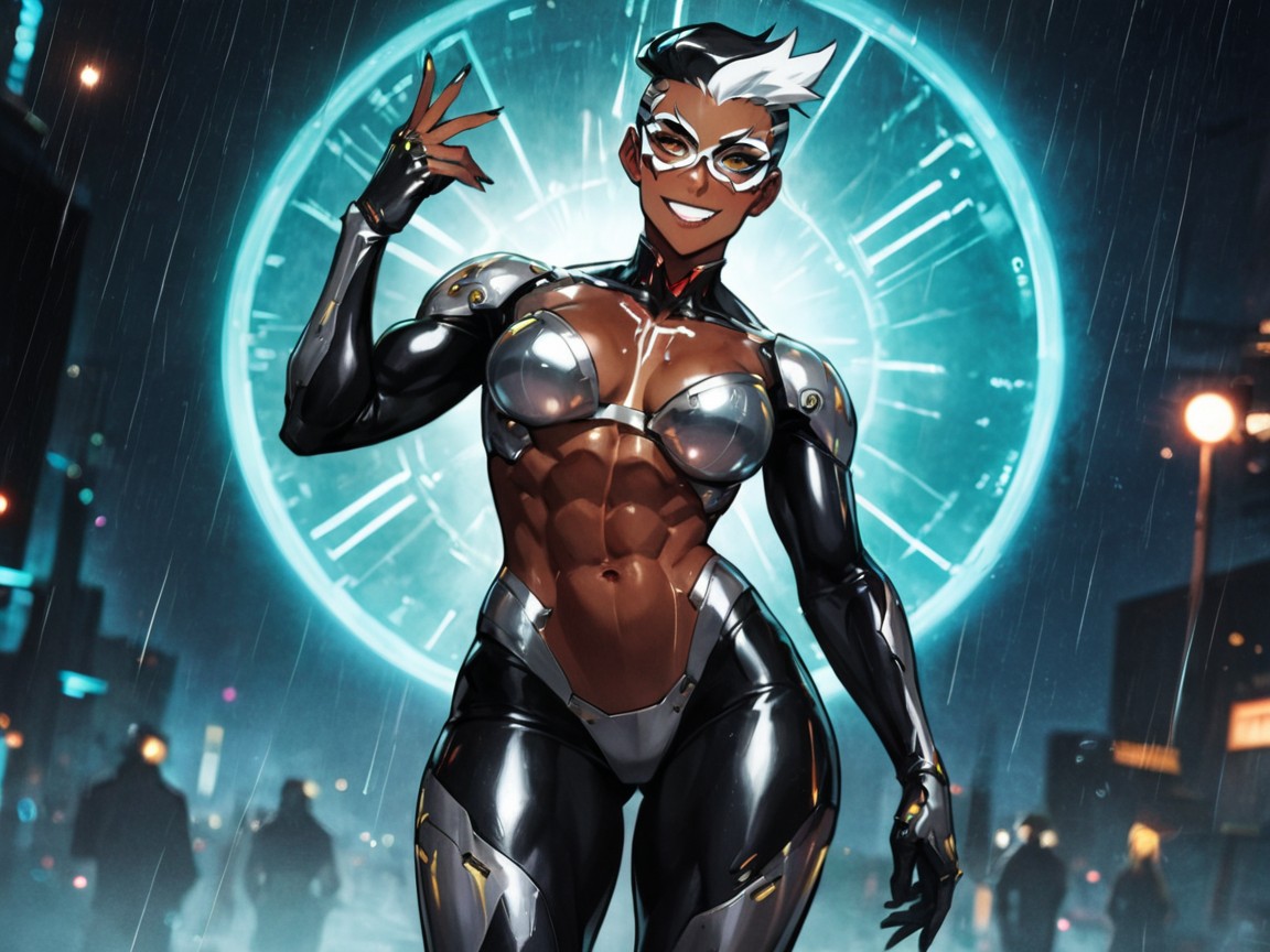 Silver Tiger Print Decal Armor, Fit Body, Squared Chest Width Porno latina IA