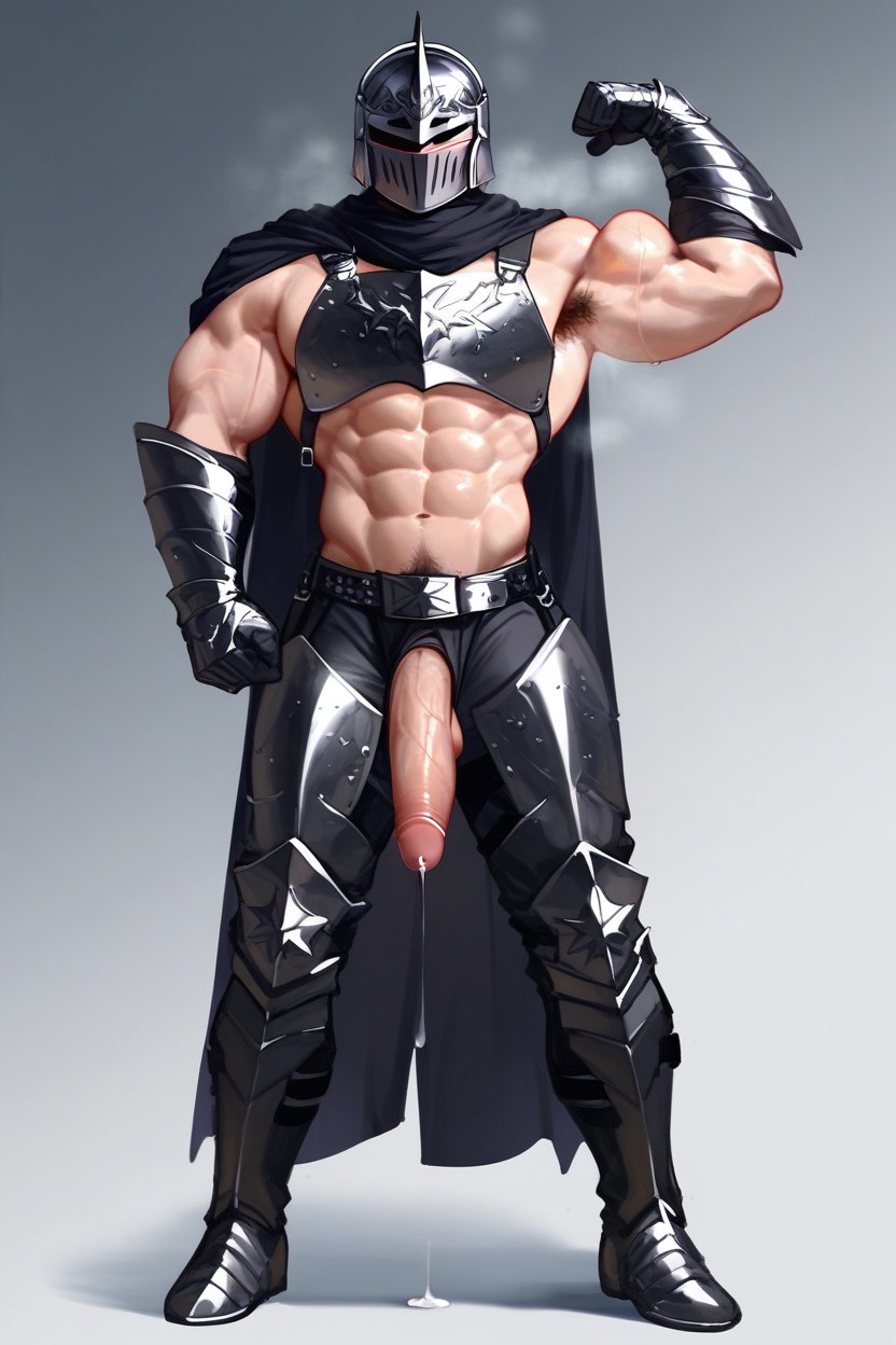 Armpit Hair, Exposed Penis, Black Armor Boots AI Gay Porn