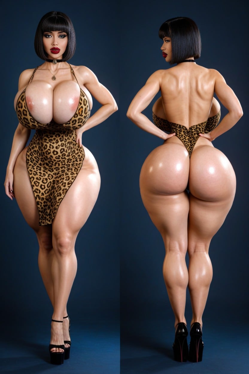 Giant Lips, Wasp Waist, Tight Dress AI Porn