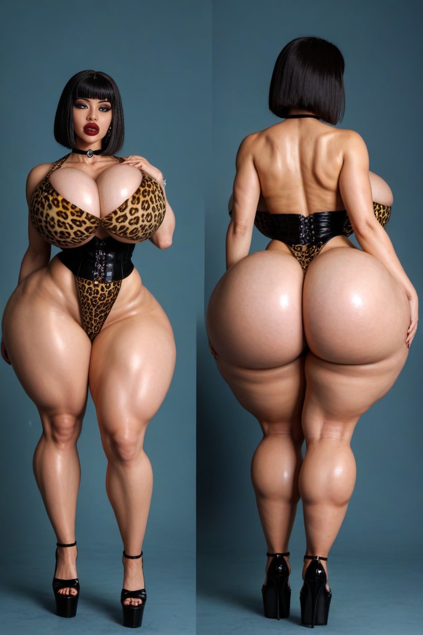 Red Platform Heels Thick Thighs, Milf, Back View AI Porn