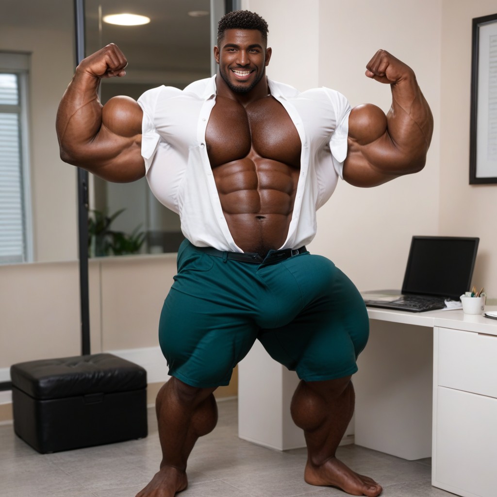 18+, Dark Green Shorts, African AI Gay Porn