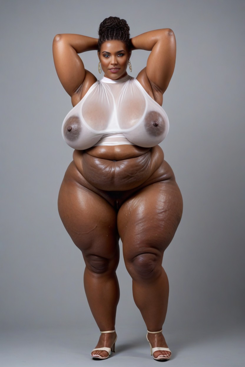 Revealing Her Massive Shapes, Full Body, Very High Cellulite All Over Her Body BBW AI Porn