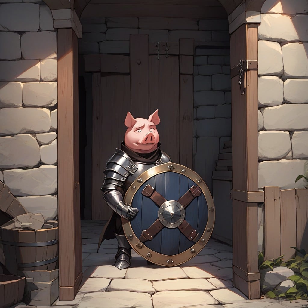 Face, Standing In A Corner, Hiding Behind A Large Shield Hentai AI Porn