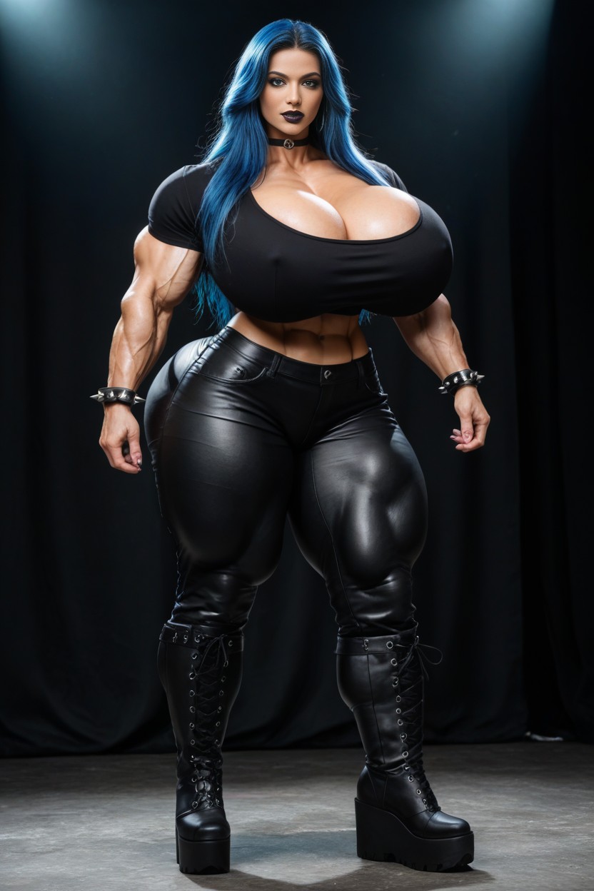 Extremely Tall, Purple Bangs, Camel Toe AI Porn