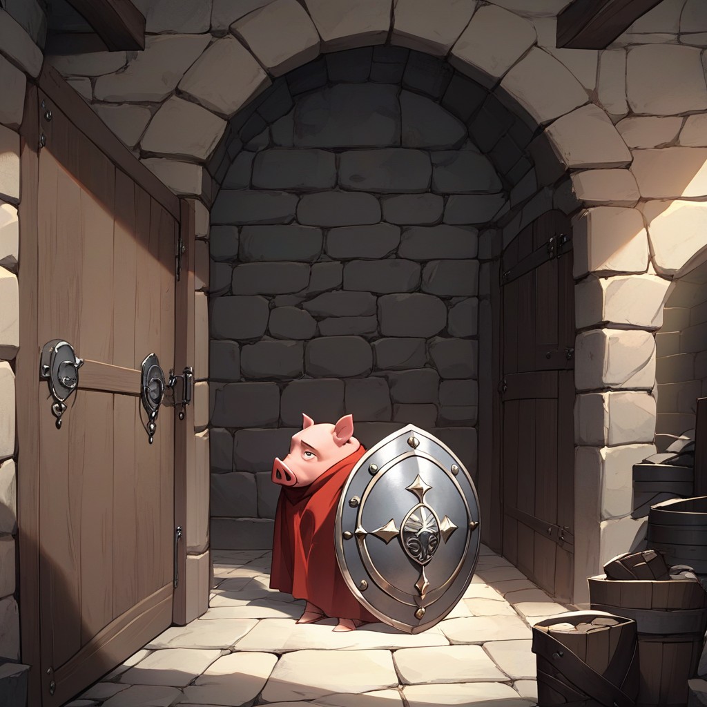 He Is A, Peeking From Behind A Shield, Room In A Dungeon Hentai AI Porn