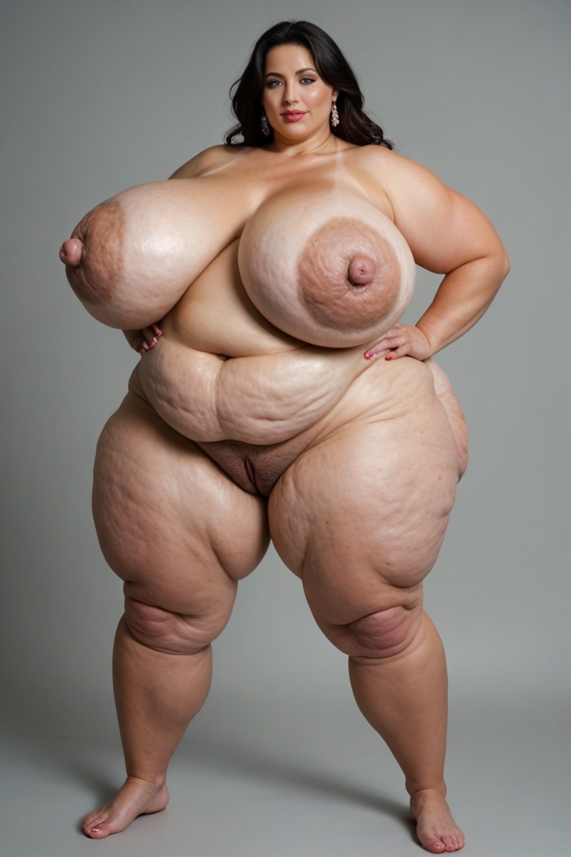Wrinkled Skin, Standing With Arm In Air, Ussbbw Woman BBW AI Porn