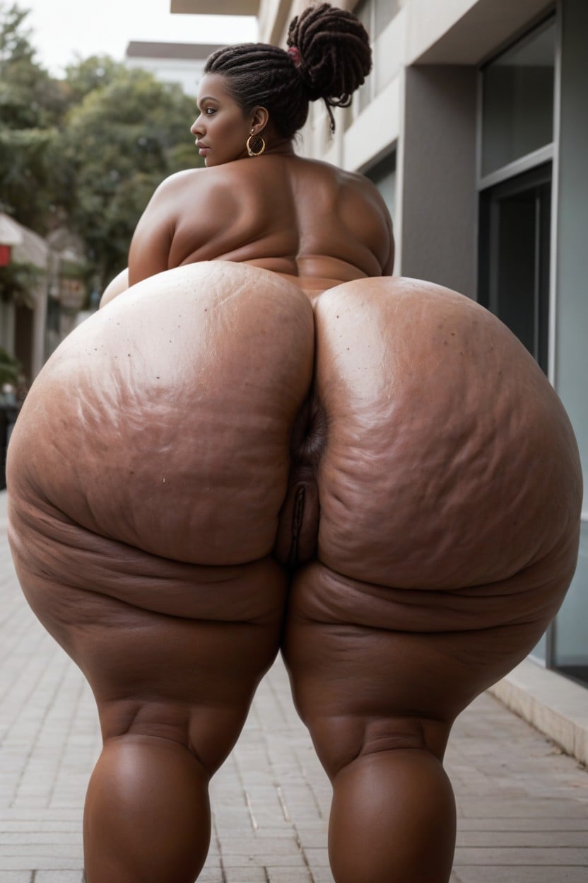 Cellulite, Extremely Large Ass, African Ssbbw Bending Over Showing Her Giant Ass AI Porn