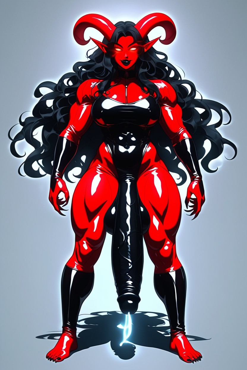 Latex, Nude, Extremely Long Black Cock Hentai AI Porn