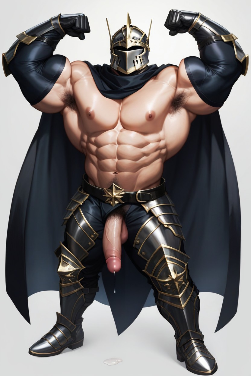 Moonlight Rays, Six Pack Abs Imprinted On Armor, Black Cape AI Gay Porn
