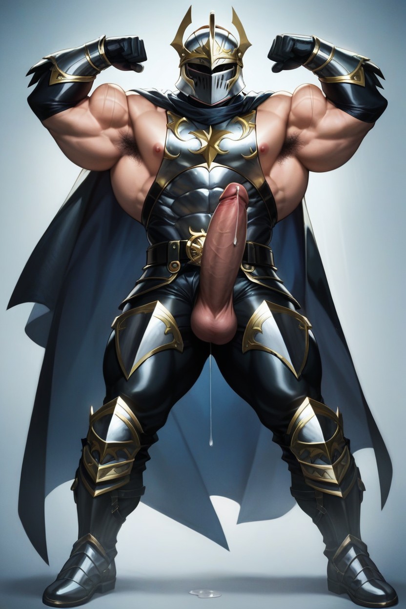 Black Metal Leggings, Black Metal Chestplate, Wearing Full Black Metal Knight Armor AI Gay Porn