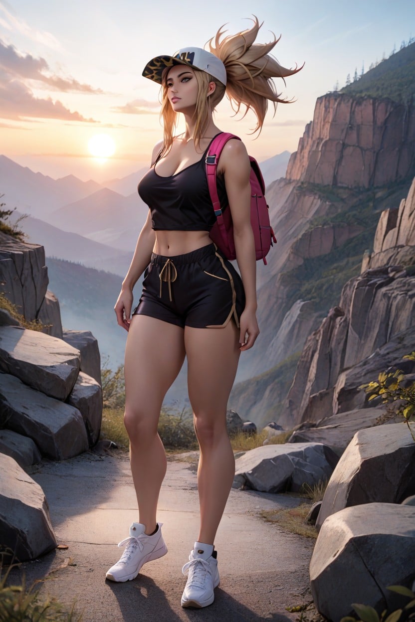 Saggy Breasts, Detailed Face, Hand On Ass Hentai AI Porn