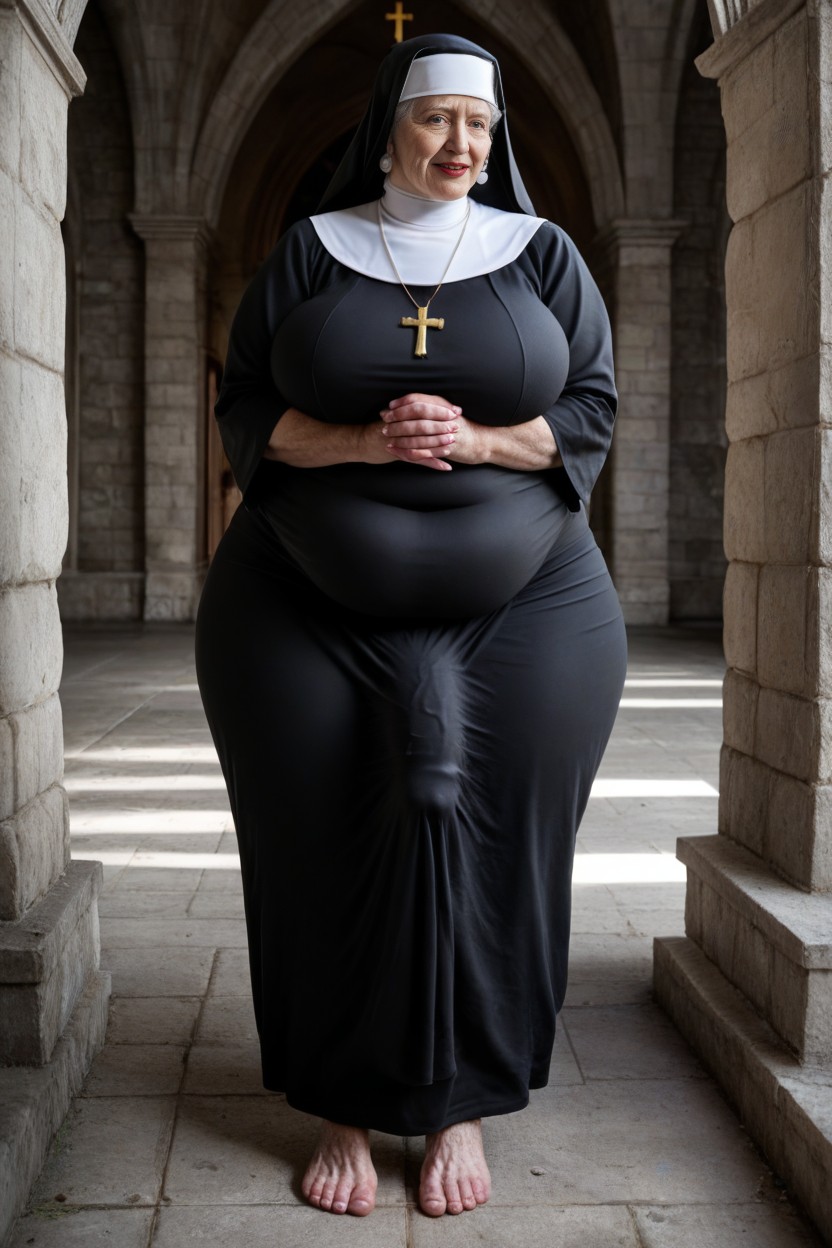 Giant Tall Futanari, Huge Obese Belly, Large Breast AI Porn