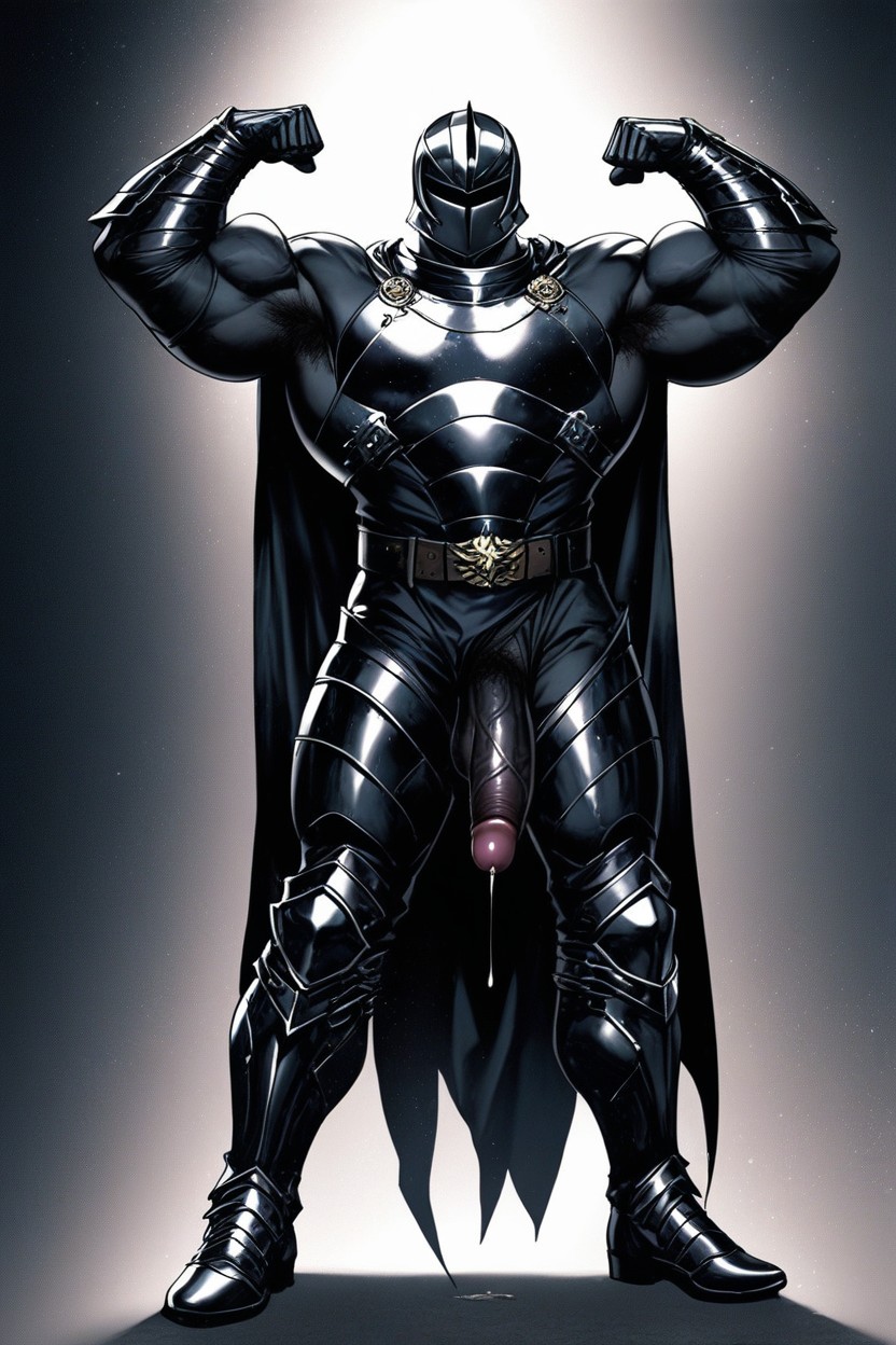 Black Armor Boots, Hard Penis, Legs Apart AI Gay Porn