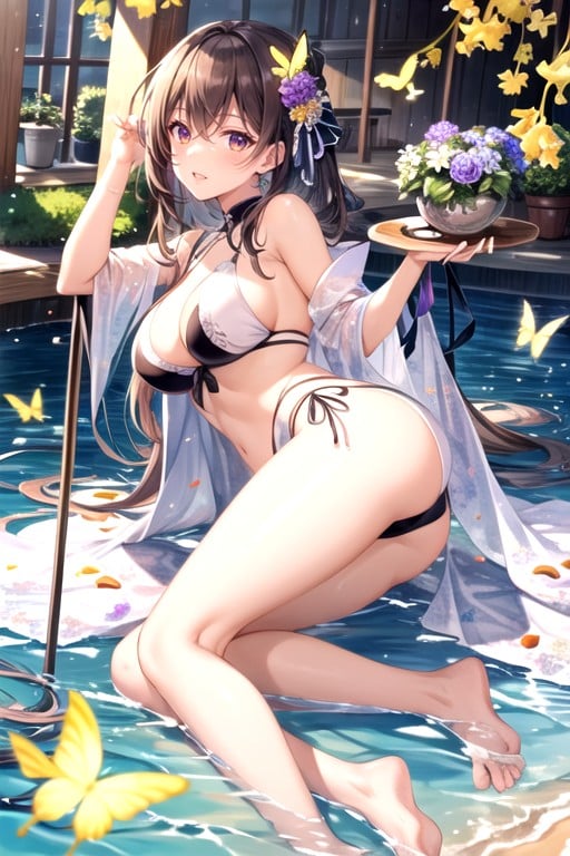 Underwater, Pansy, Transparent Background Hentai AI Porn