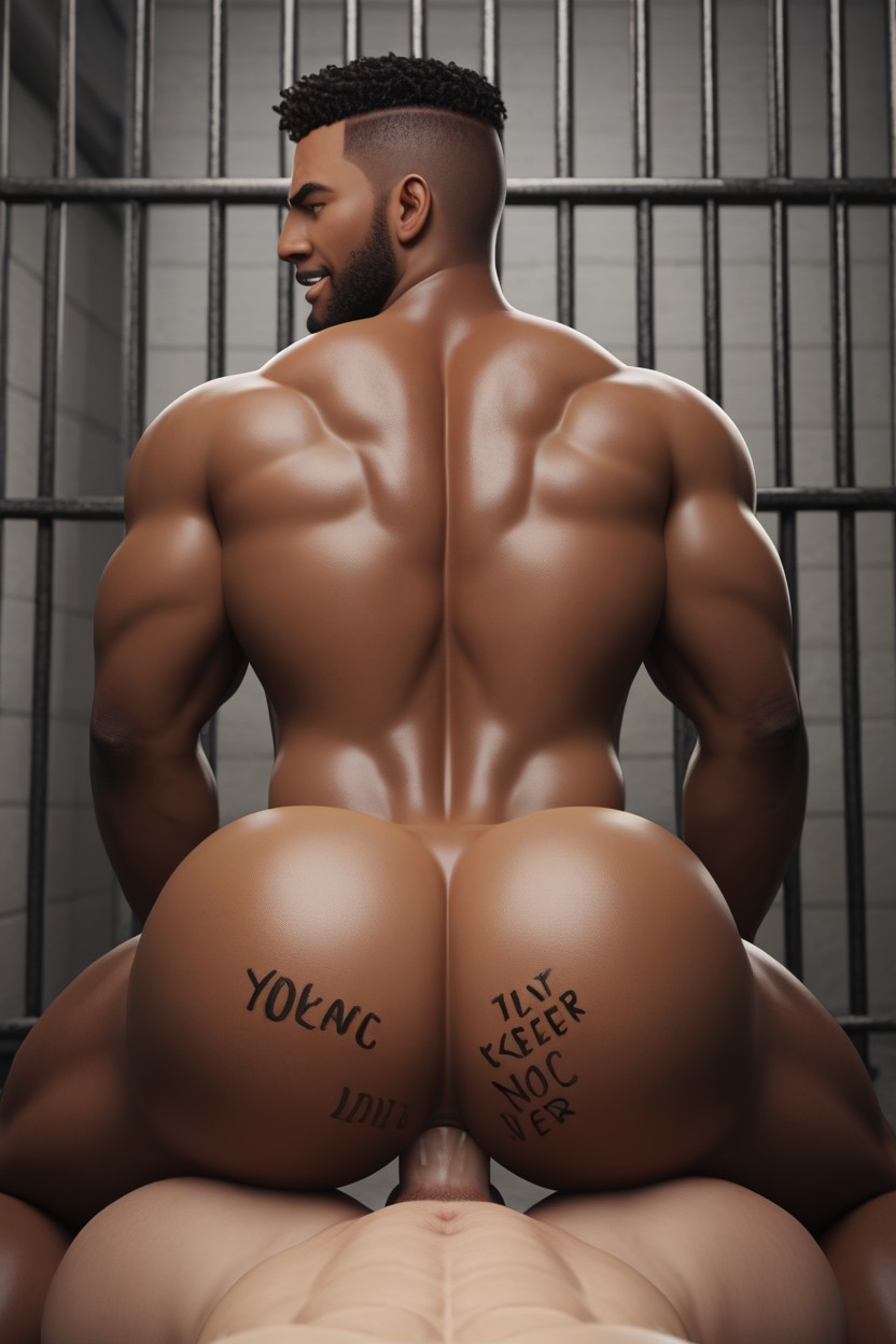 Bottom Kills White Tops With His Hole, Rear View, Submissive Top AI Gay Porn
