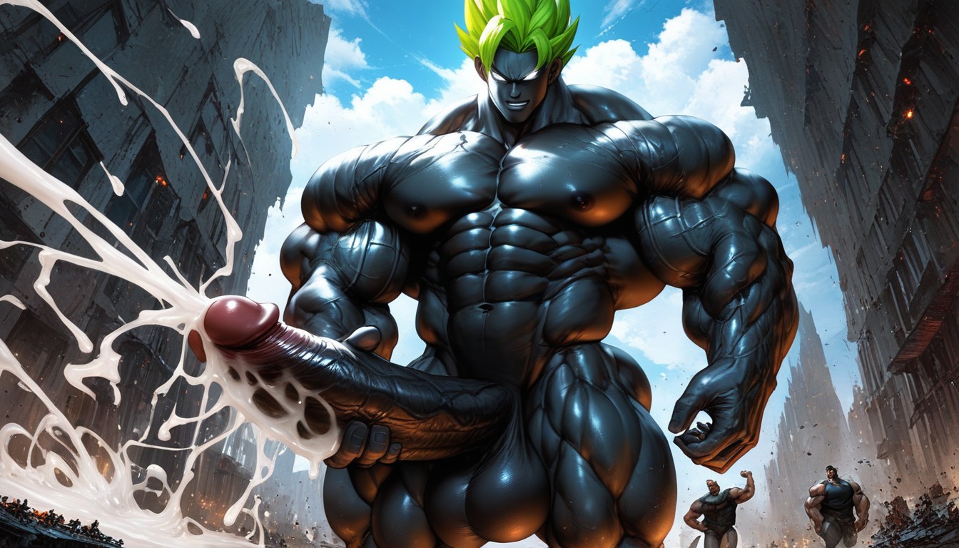 White Eyes, Black Skin, Oversized Muscles AI Gay Porn