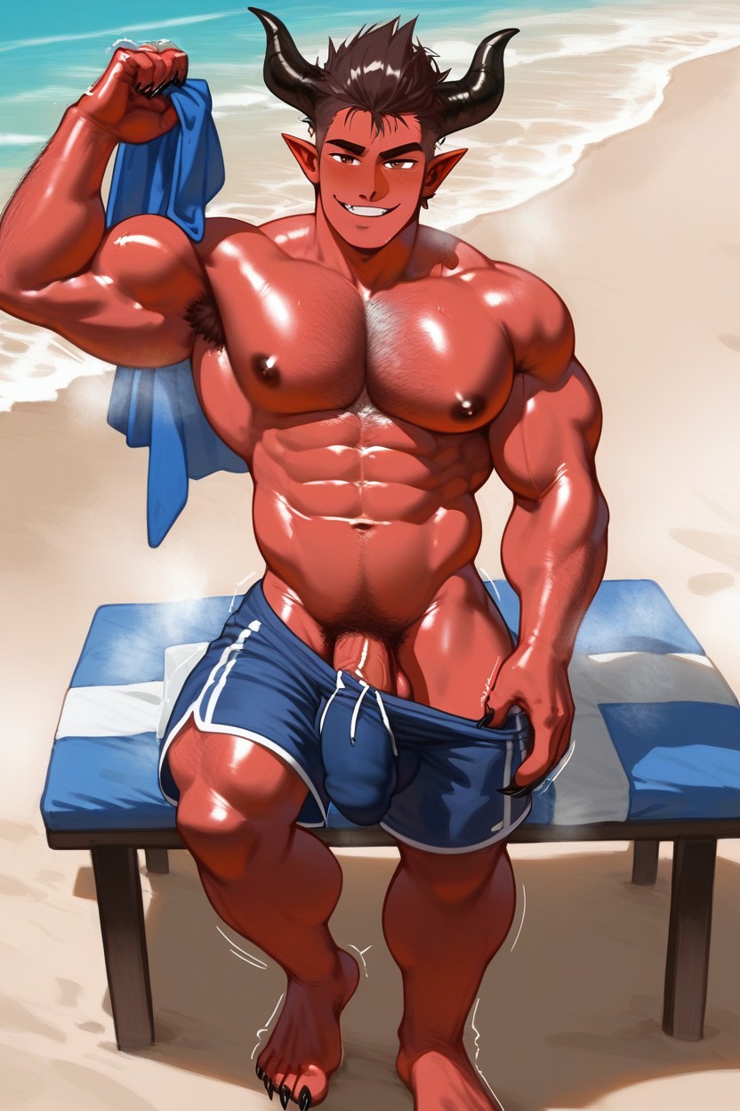 Towel, Demon Claws On Toes, Massive AI Gay Porn